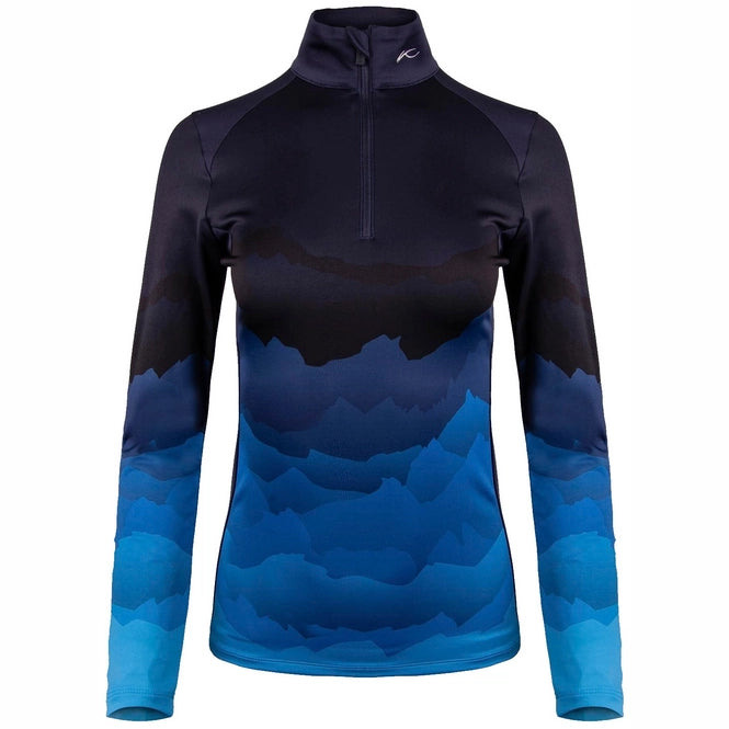 Kjus Women's Motion Print Half-Zip Midlayer Dame - Deep Space/Pacific Blue -
