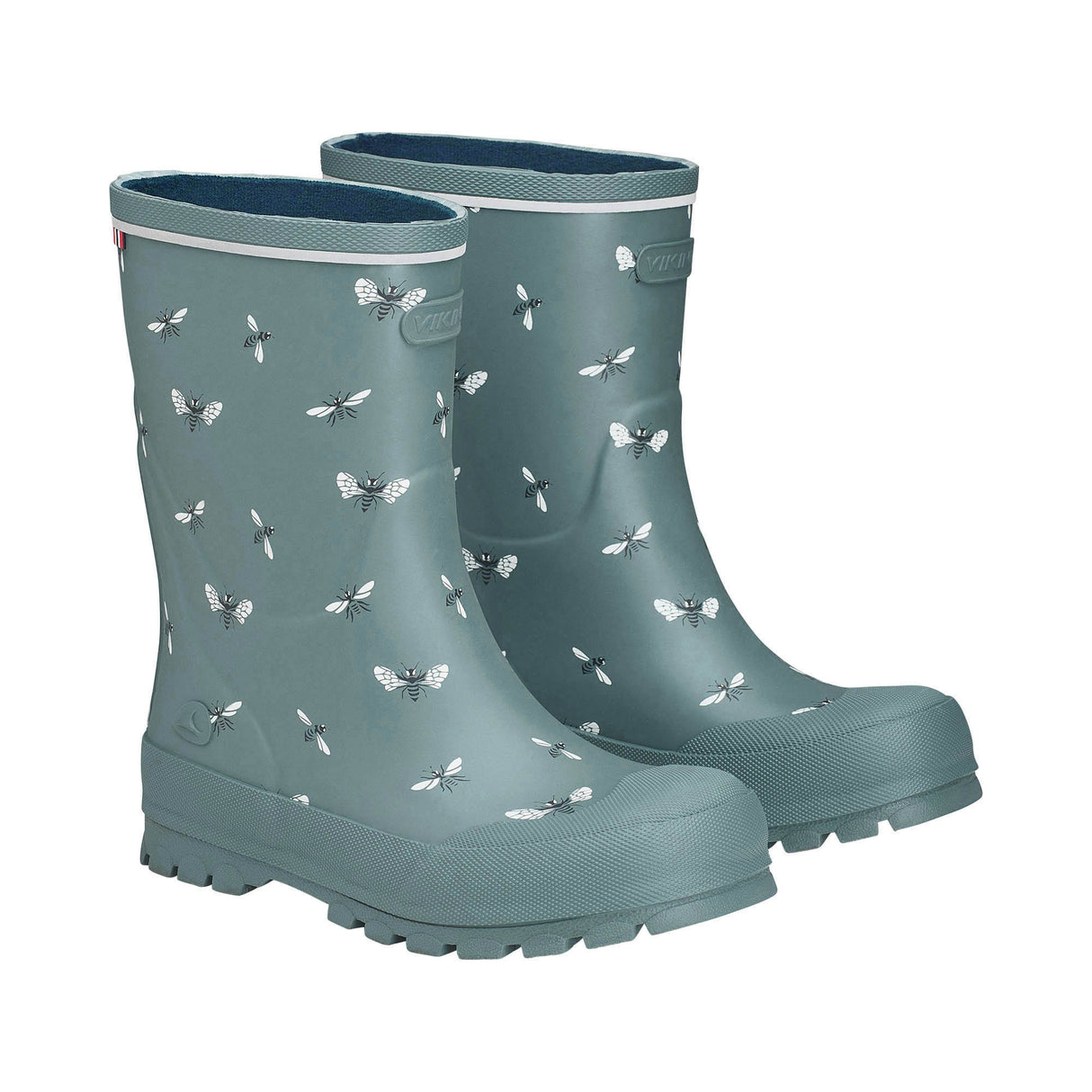 Viking Jolly Print Rubber Boots Gummistøvler Børn - Bluegreen/White -