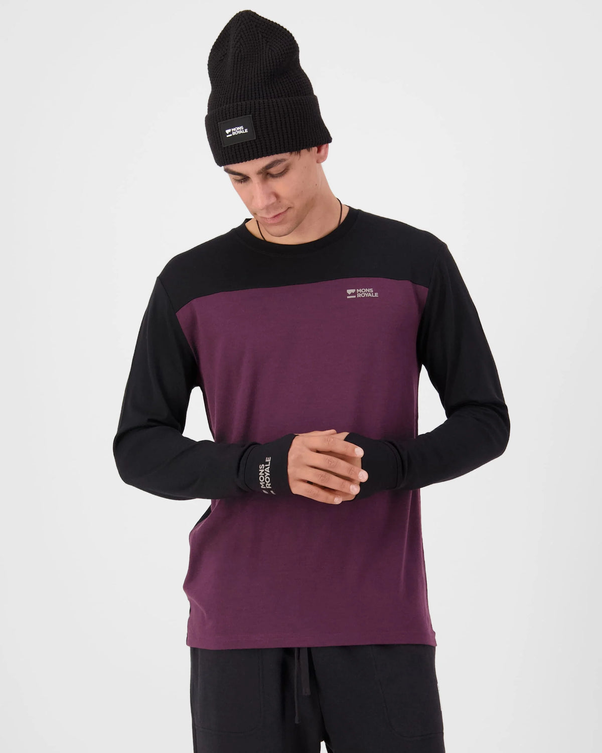 Mons Royale Yotei Merino Long Sleeve Skiundertrøje Herre – Fig / Black