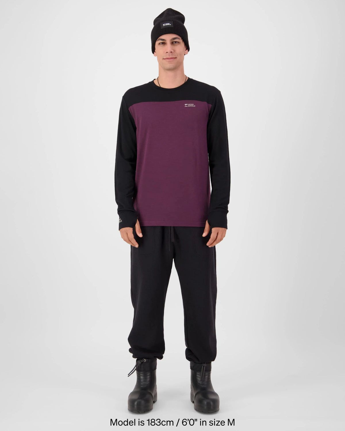 Mons Royale Yotei Merino Long Sleeve Skiundertrøje Herre – Fig / Black