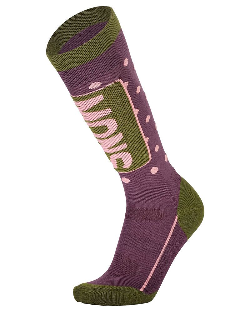 Mons Royale Women's Mons Tech Cushion Sock Skisokker Dame - Blackberry & Avocado L: 41-43