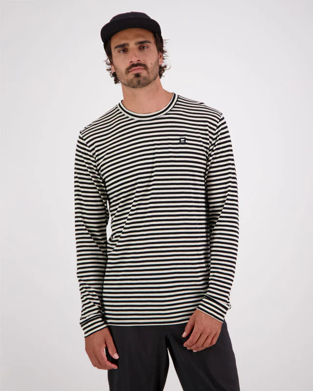 Mons Royale Icon Merino Classic Long Sleeve T-Shirt Herre - Stripe - Stripe