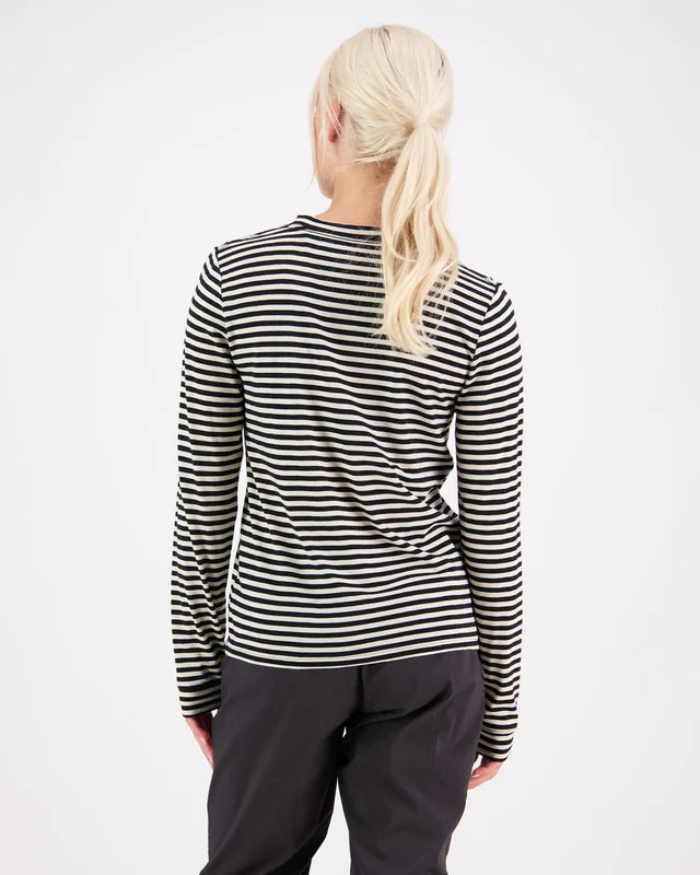 Mons Royale Icon Merino Long Sleeve T-Shirt Dame - Stripe -