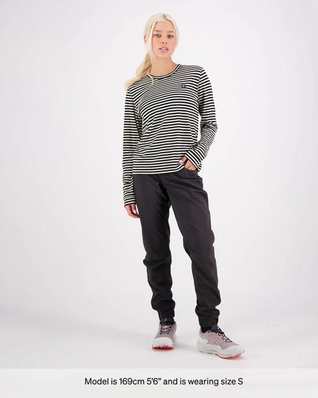 Mons Royale Icon Merino Long Sleeve T-Shirt Dame - Stripe -