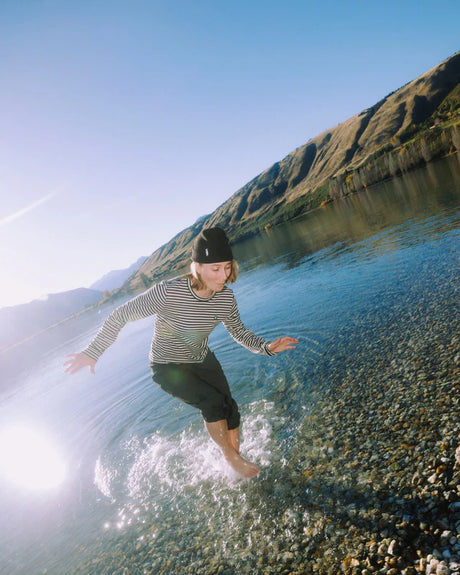 Mons Royale Icon Merino Long Sleeve T-Shirt Dame - Stripe -