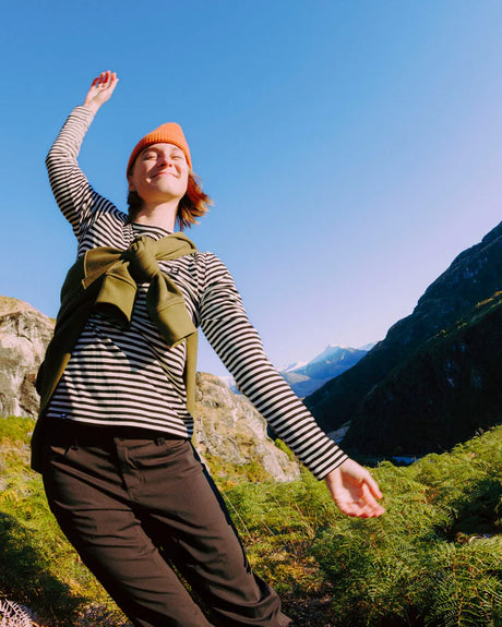 Mons Royale Icon Merino Long Sleeve T-Shirt Dame - Stripe -