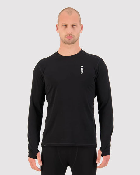 Mons Royale Cascade Merino Base Layer Long Sleeve Skiundertøj Sæt Herre - Black -