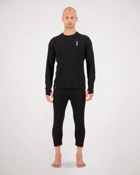 Mons Royale Cascade Merino Base Layer Long Sleeve Skiundertøj Sæt Herre - Black -