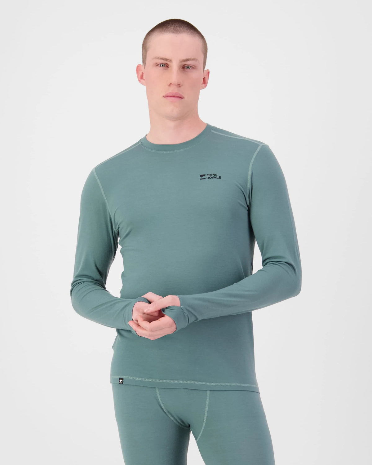 Mons Royale Cascade Merino Base Layer Long Sleeve Skiundertrøje Herre - Burnt Sage