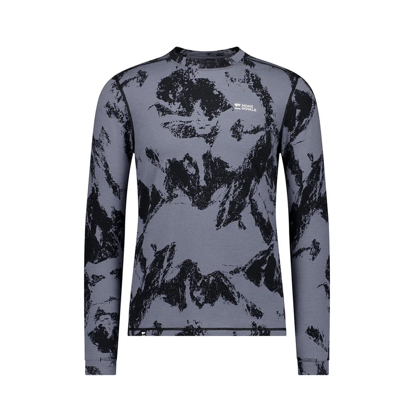 Mons Royale Cascade Merino Base Layer Long Sleeve Skiundertrøje Herre - Mtn Pixel Grey -