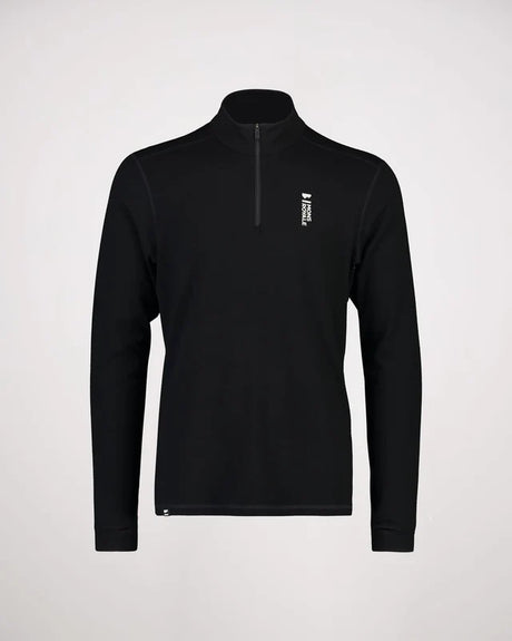 Mons Royale Cascade Merino Base Layer 1/4 Zip Long Sleeve Skiundertrøje Herre - Black