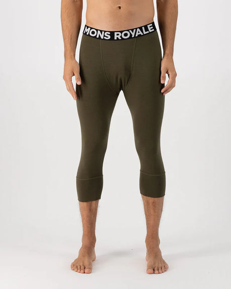 Mons Royale Cascade Merino Base Layer Long Sleeve Skiundertøj Sæt Herre - Dark Olive -