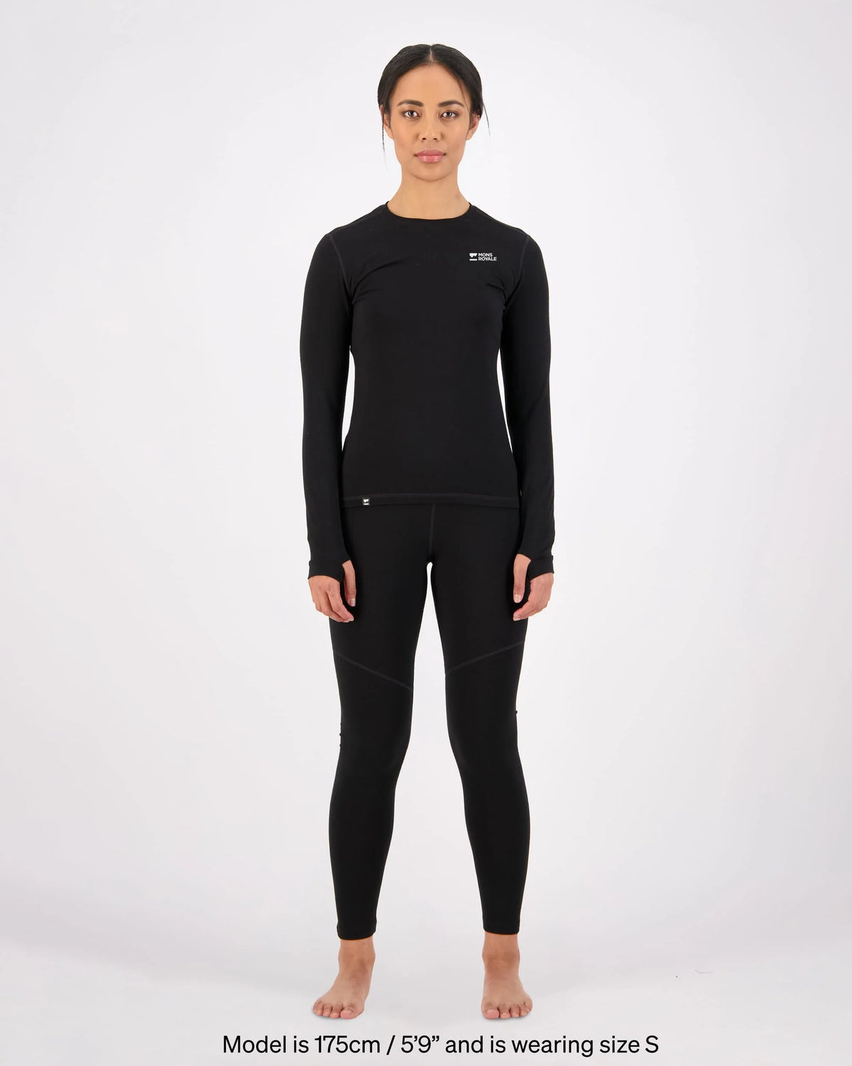 Mons Royale Cascade Merino Base Layer Long Sleeve Skiundertrøje Dame – Black - - 100503-1171-001-106