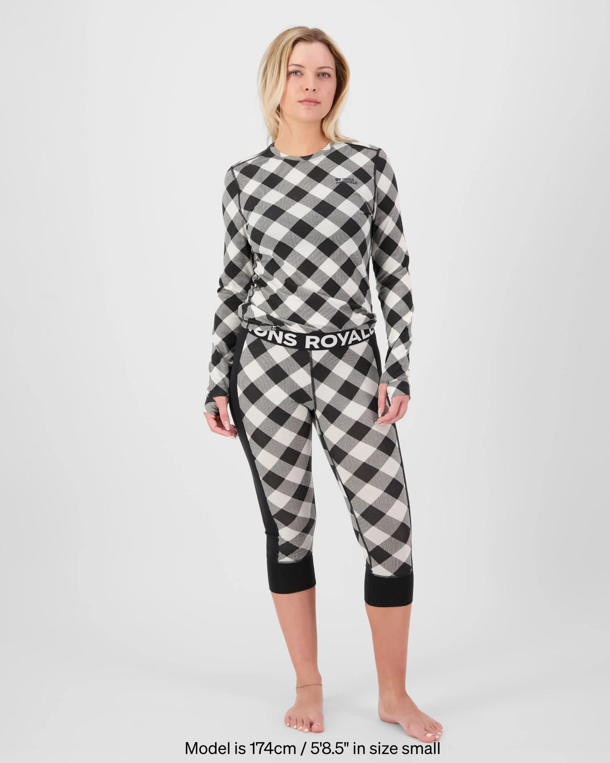 Mons Royale Cascade Merino Base Layer Long Sleeve Skiundertrøje Dame – Check