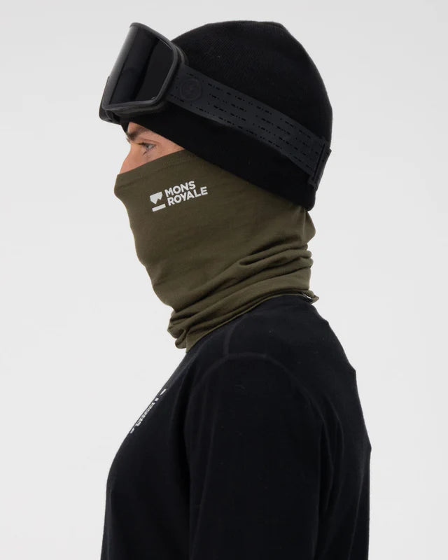 Mons Royale Daily Dose Merino Neckwarmer Halsedisse Dame / Herre - Dark Olive -