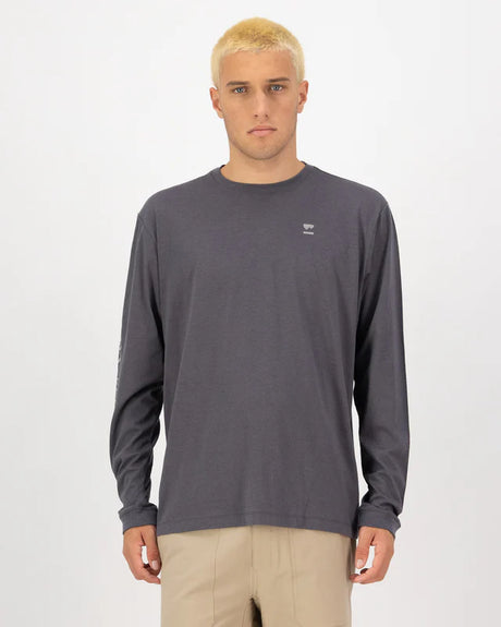 Mons Royale Yonder Merino Organic Cotton Long Sleeve T-Shirt Herre - Vintage Black