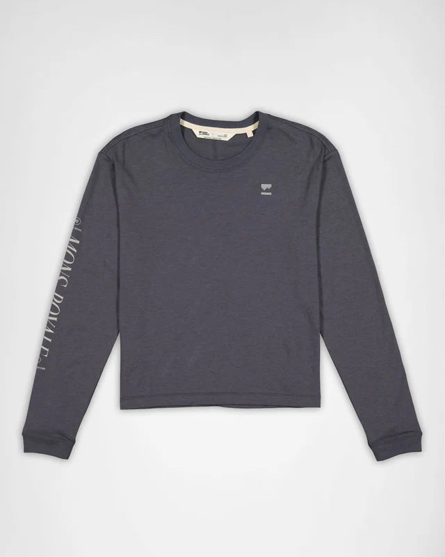 Mons Royale Yonder Merino Organic Cotton Long Sleeve T-Shirt Dame - Vintage Black -