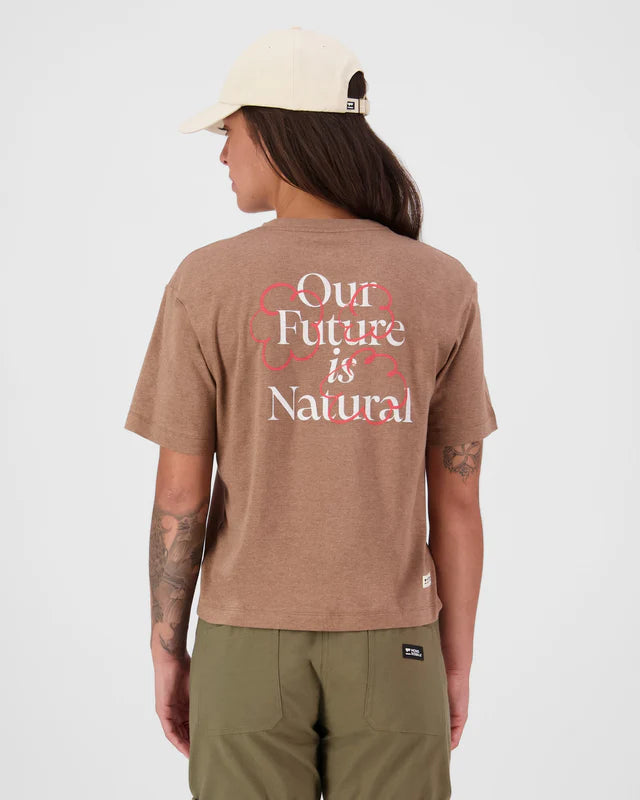 Mons Royale Yonder Merino Organic Cotton T-Shirt Dame - Mocha -