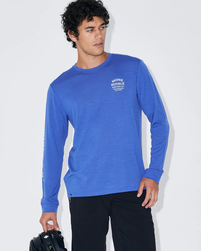 Mons Royale Icon Merino Long Sleeve T-Shirt Herre - Ultramarine -