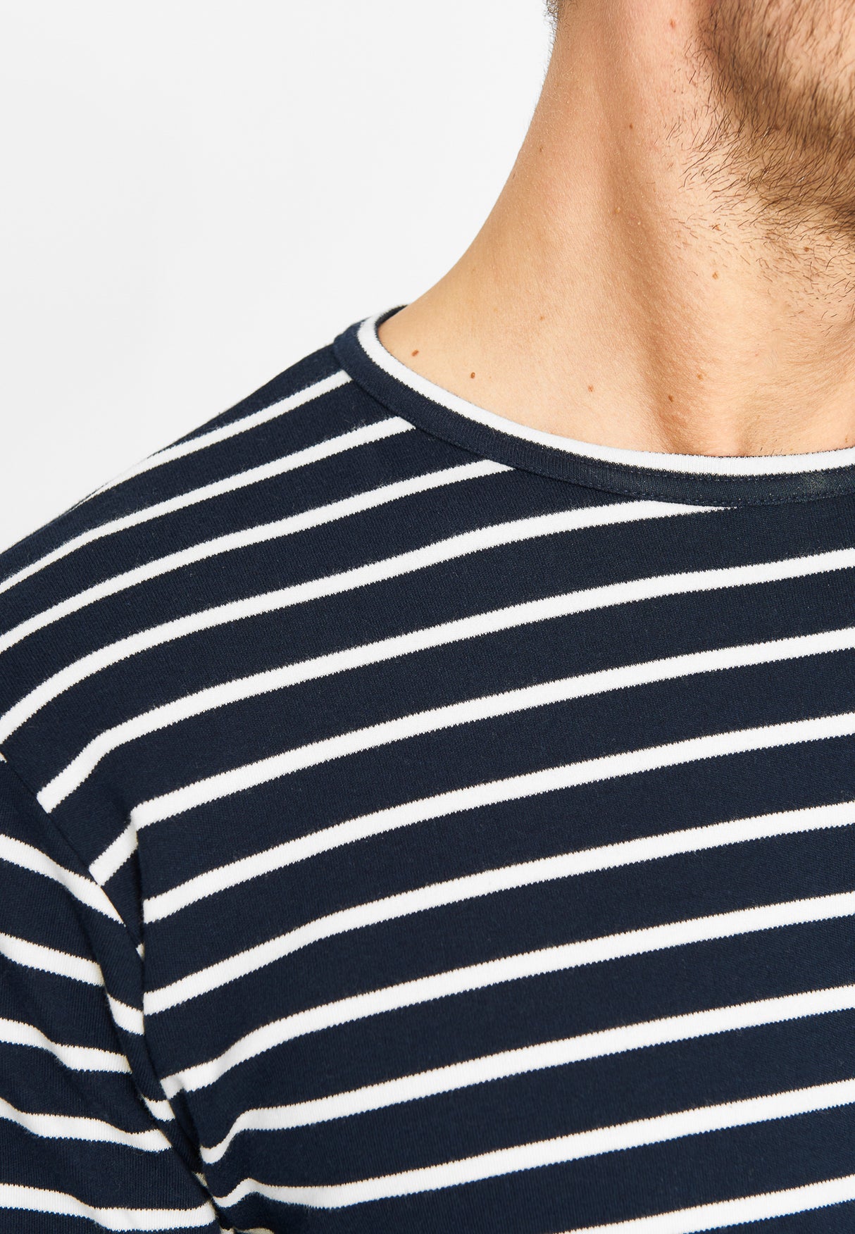 Sea Ranch Grenaa Stribet Langærmet T-shirt Herre - SR Navy/Ecru -