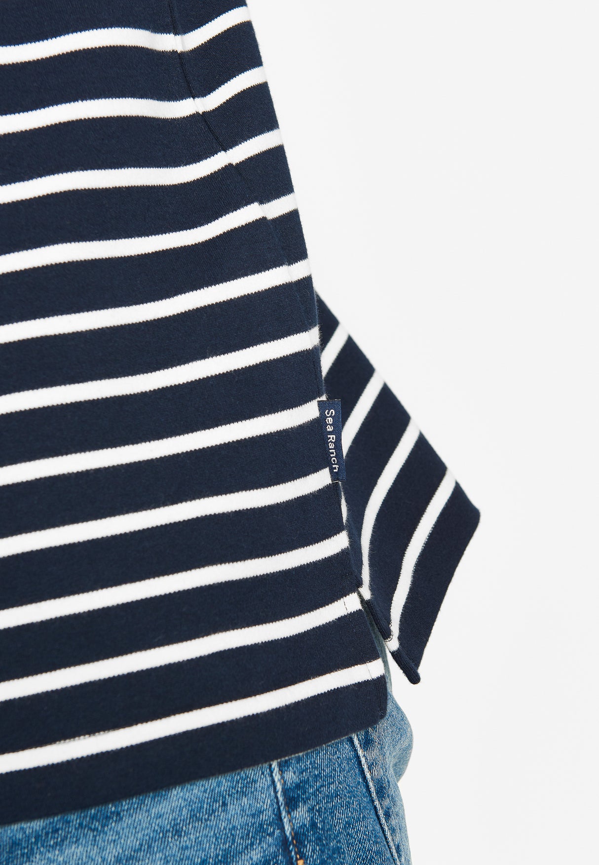 Sea Ranch Grenaa Stribet Langærmet T-shirt Herre - SR Navy/Ecru -