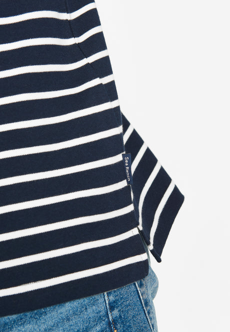 Sea Ranch Grenaa Stribet Langærmet T-shirt Herre - SR Navy/Ecru -