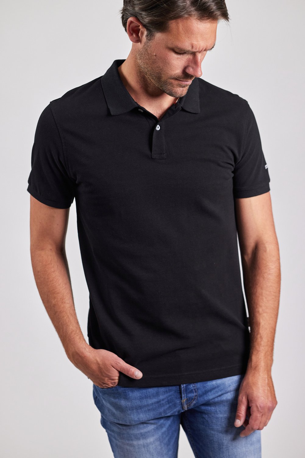 Sebago Philson Polo Pique Polo T-shirt Herre - Black - Black