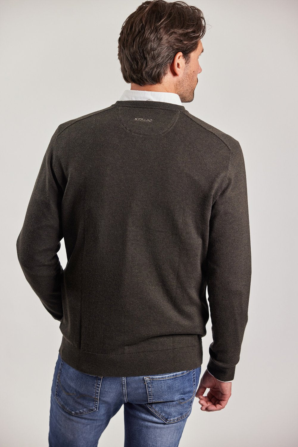 Sebago Merino Crew Knit Pullover Herre - Utility Green -