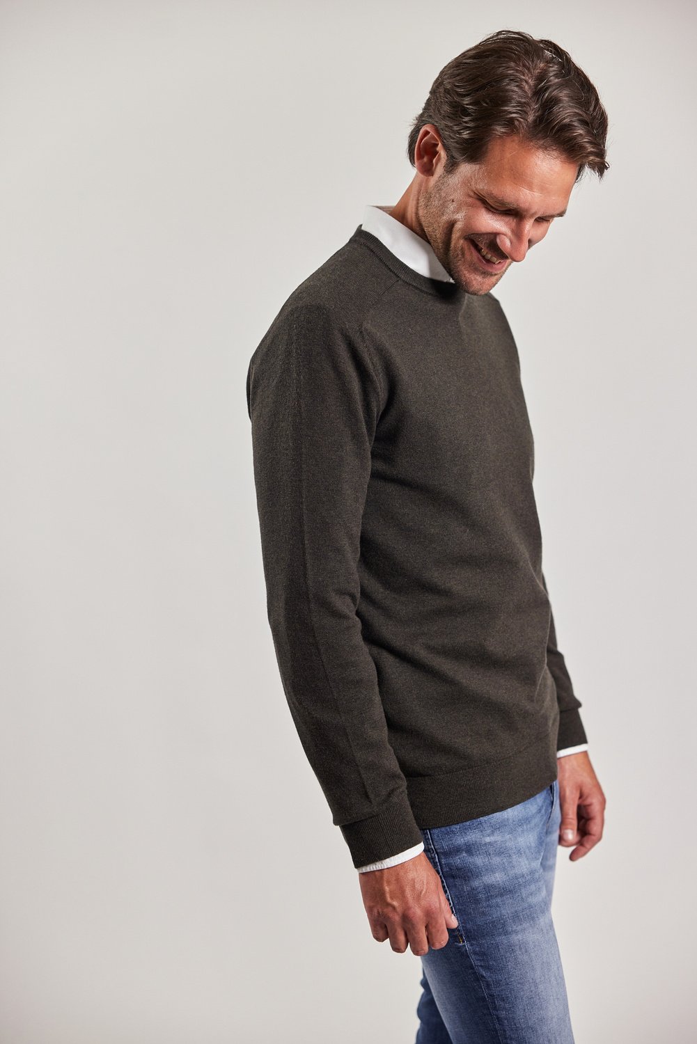 Sebago Merino Crew Knit Pullover Herre - Utility Green -