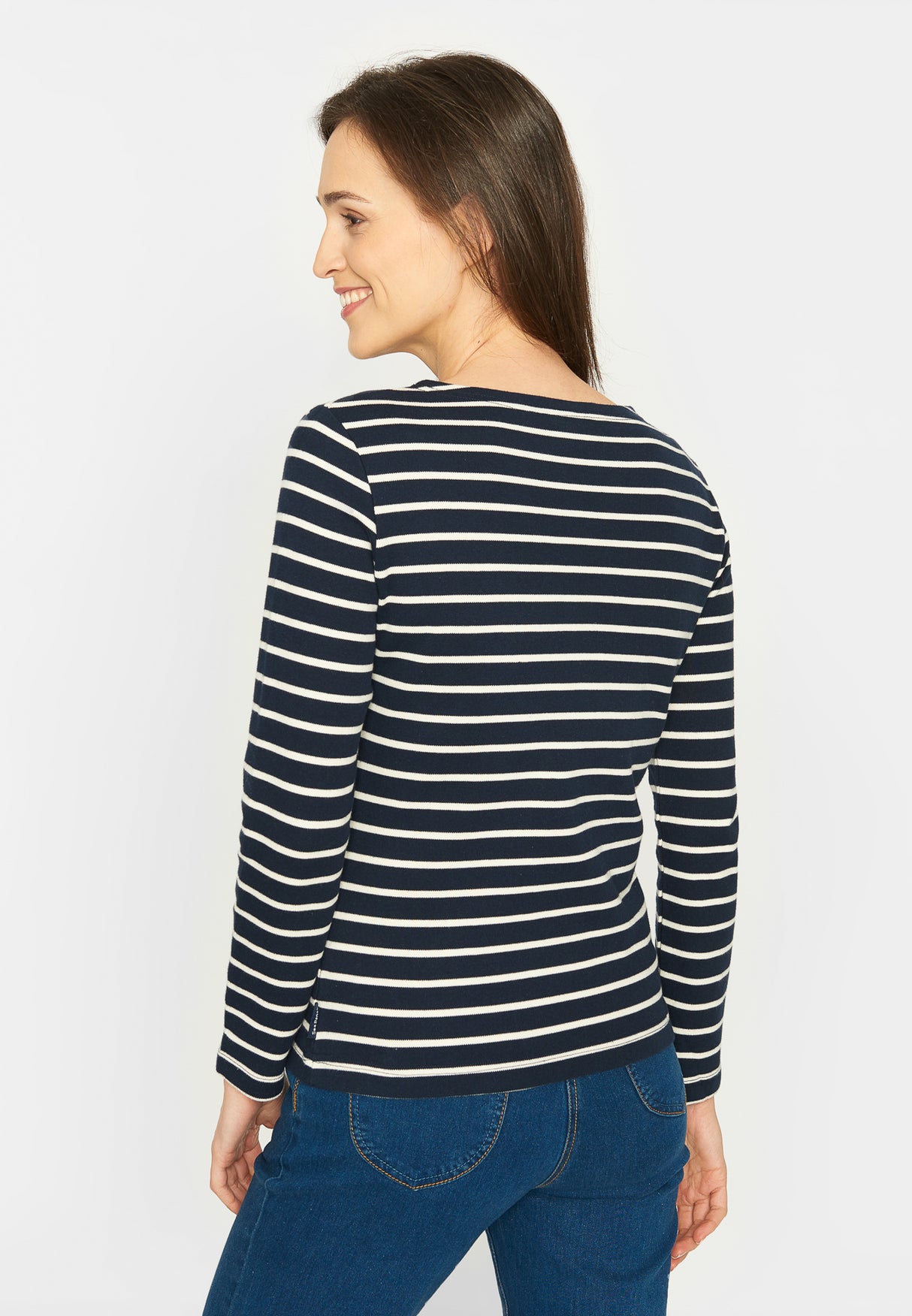 Sea Ranch Antibes Stribet Langærmet T-shirt Dame - SR Navy/Ecru -