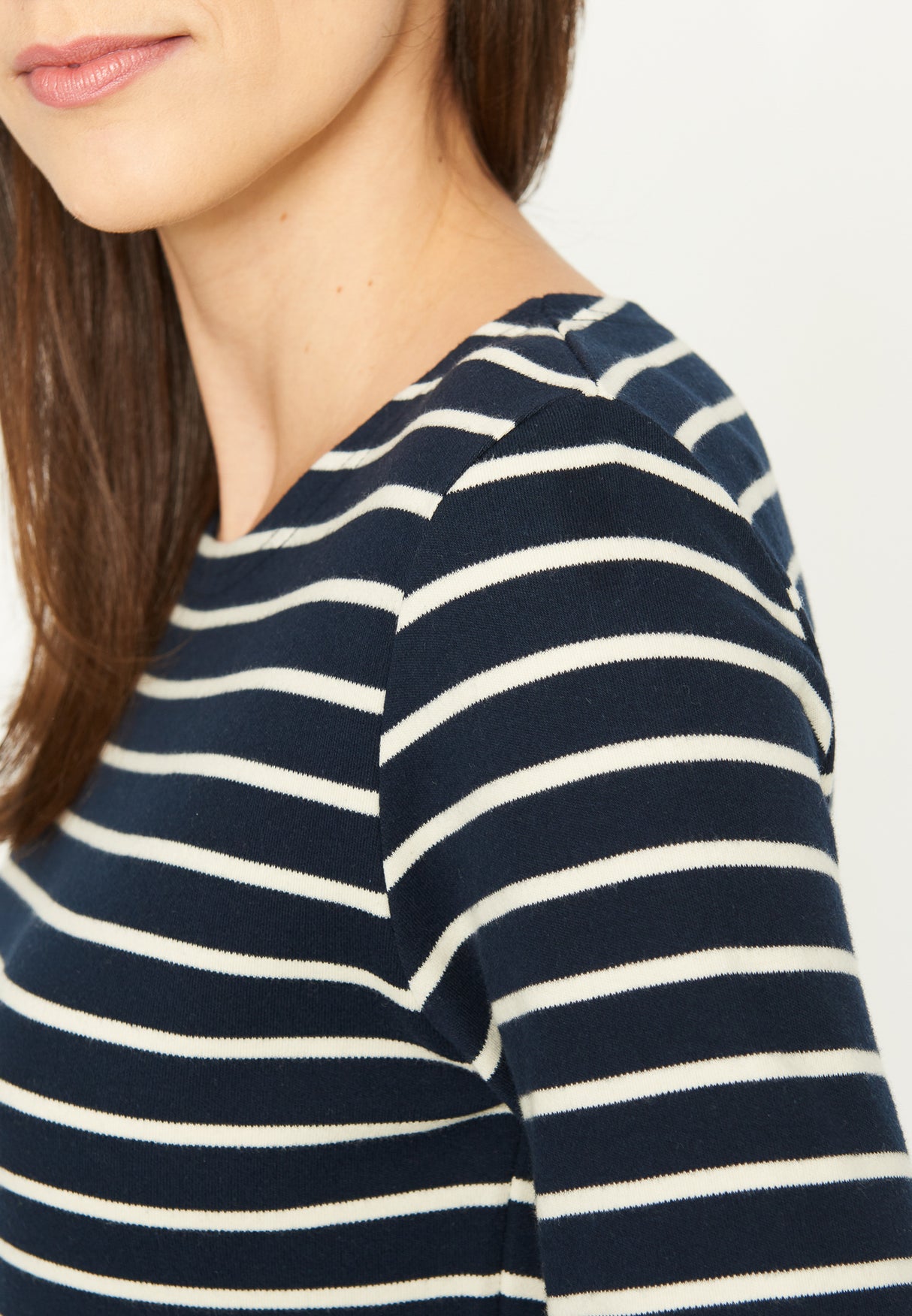 Sea Ranch Antibes Stribet Langærmet T-shirt Dame - SR Navy/Ecru -