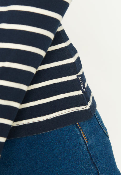 Sea Ranch Antibes Stribet Langærmet T-shirt Dame - SR Navy/Ecru -
