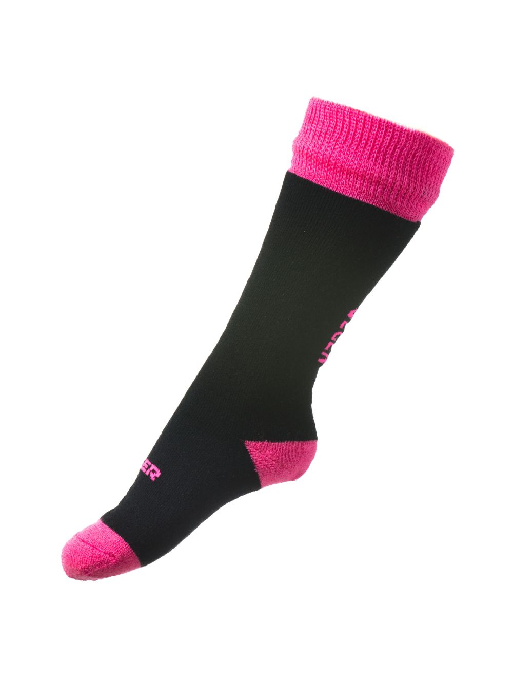 Seger Solid Merino Uld Skistrømper Børn - Black/Sugar Pink -