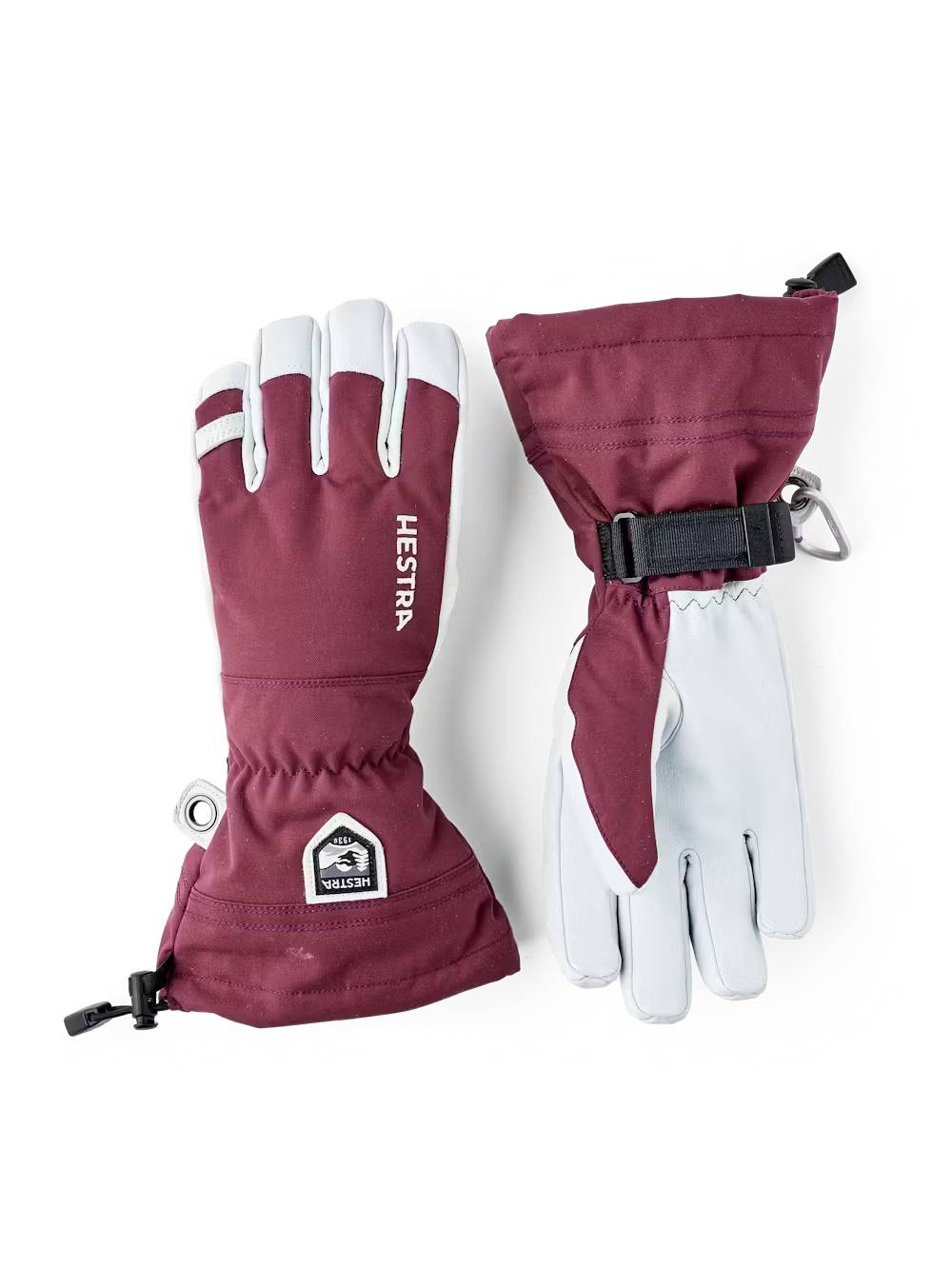 Hestra Army Leather Heli Ski 5-finger Skihandsker Dame / Herre - Bordeaux - Bordeaux