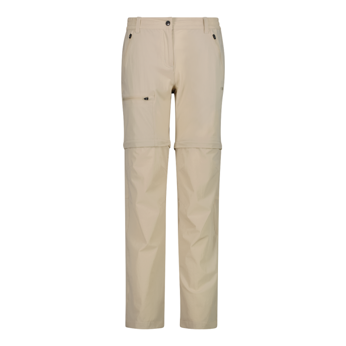 CMP Women's zip-off stretch trousers with Cargo Pockets Vandrebukser Dame - Cream - Cream