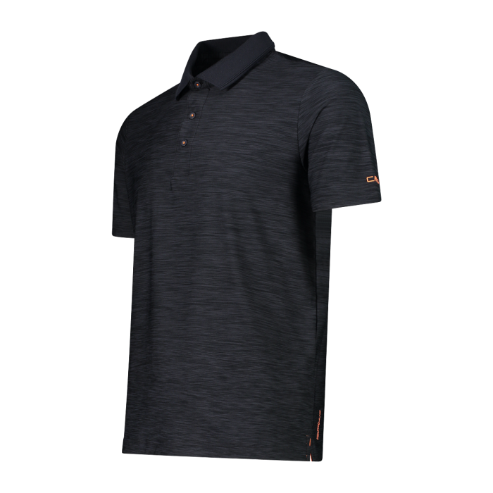 CMP Men's Mèlange Stretch Jersey Poloshirt Polo T-shirt Herre - Antracite Melange-Flame -