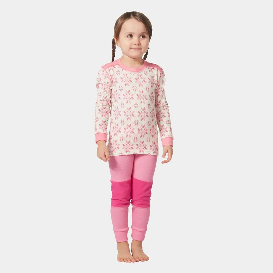 Helly Hansen Kids' Graphic LIFA® Merino Wool Base Layer Set Skiundertøj Børn - Sugar Pink -
