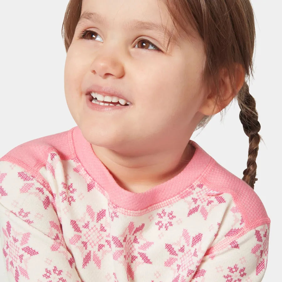 Helly Hansen Kids' Graphic LIFA® Merino Wool Base Layer Set Skiundertøj Børn - Sugar Pink -
