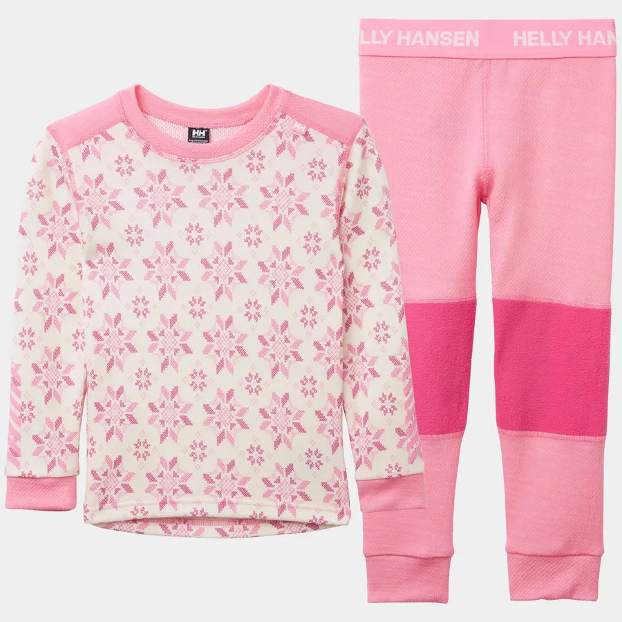 Helly Hansen Kids' Graphic LIFA® Merino Wool Base Layer Set Skiundertøj Børn - Sugar Pink - Sugar Pink