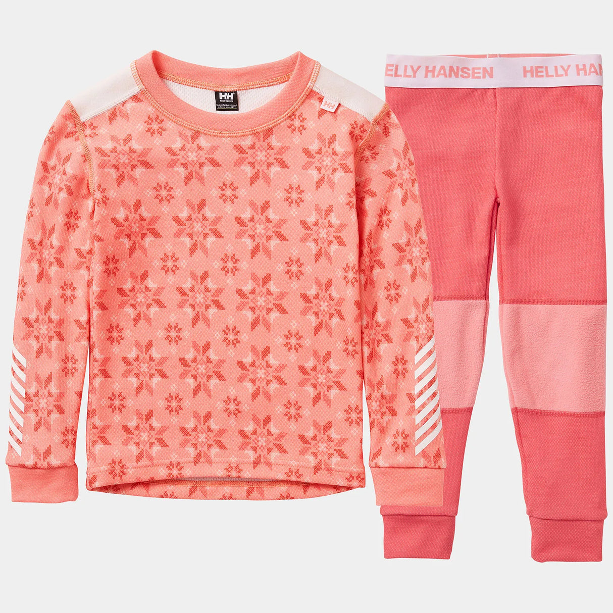 Helly Hansen Kids' Graphic LIFA® Merino Wool Base Layer Set Skiundertøj Børn - Sunset Pink - Sunset Pink