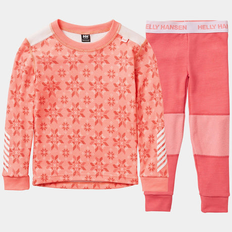 Helly Hansen Kids' Graphic LIFA® Merino Wool Base Layer Set Skiundertøj Børn - Sunset Pink - Sunset Pink