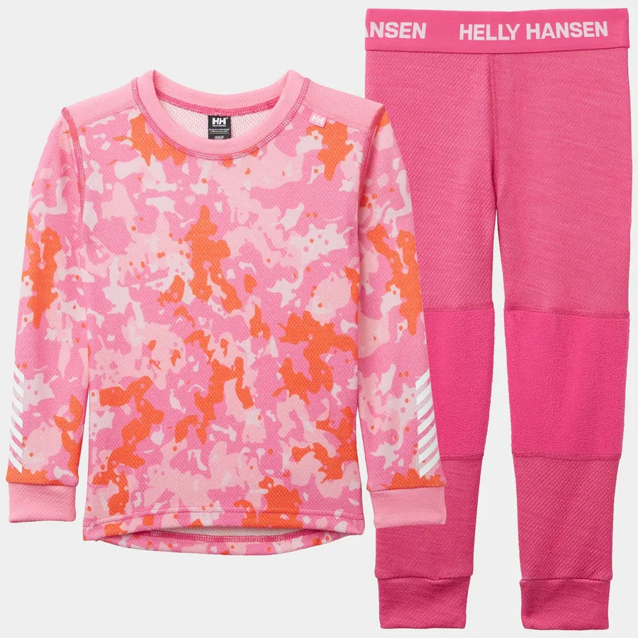 Helly Hansen Kids' Graphic LIFA® Merino Wool Base Layer Set Skiundertøj Børn - Dragon Fruit - Dragon Fruit