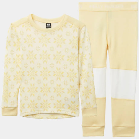 Helly Hansen Kids' Graphic LIFA® Merino Wool Base Layer Set Skiundertøj Børn - Yellow Cream - Yellow Cream
