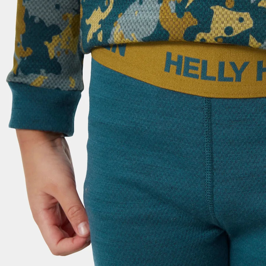 Helly Hansen Kids' Graphic LIFA® Merino Wool Base Layer Set Skiundertøj Børn - Dark Creek -