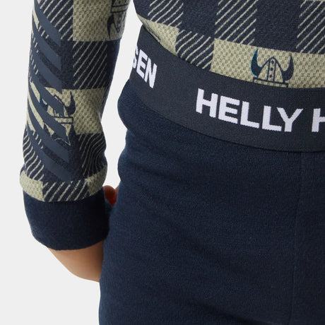 Helly Hansen Kids' Graphic LIFA® Merino Wool Base Layer Set Skiundertøj Børn - Navy AOP -