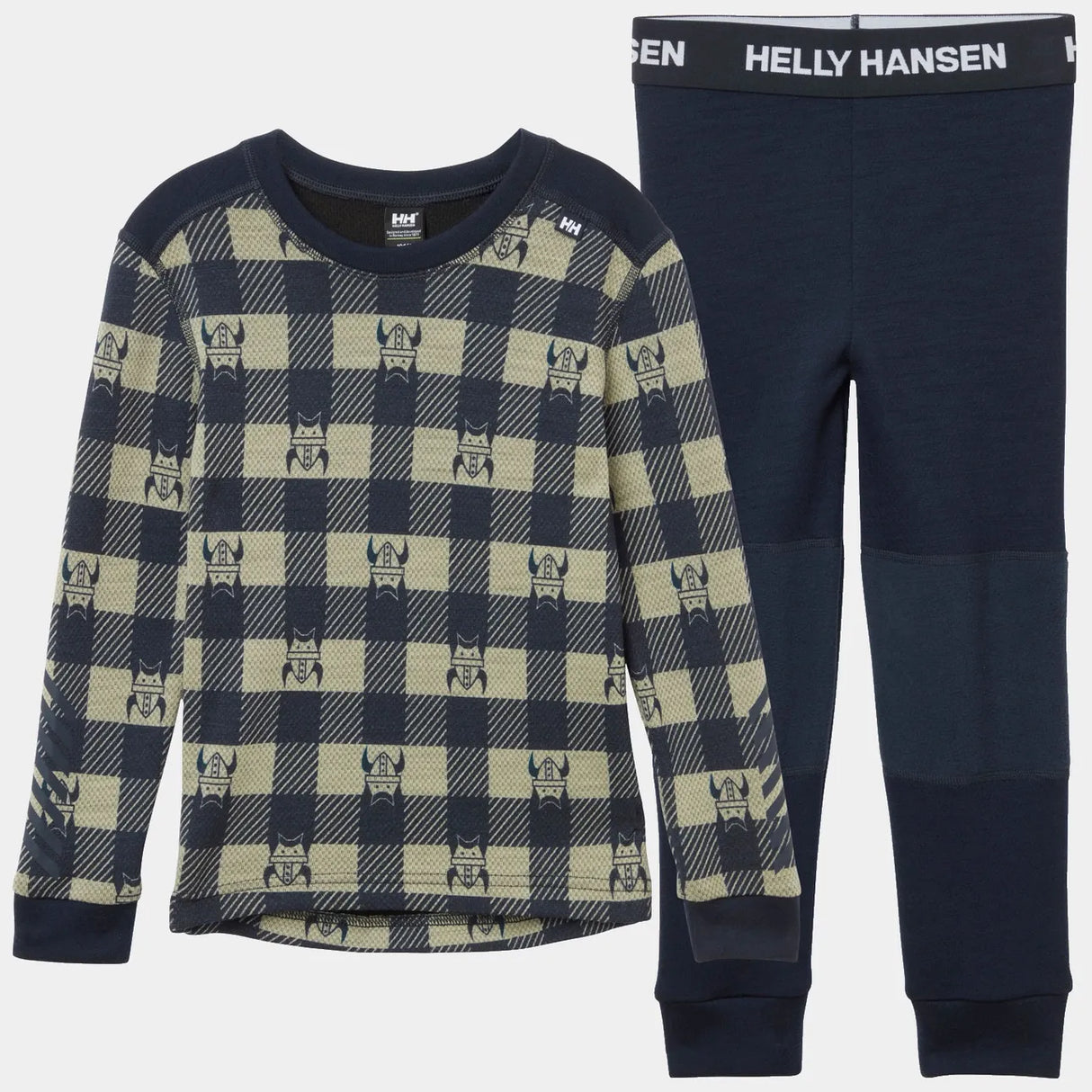 Helly Hansen Kids' Graphic LIFA® Merino Wool Base Layer Set Skiundertøj Børn - Navy AOP - Navy AOP