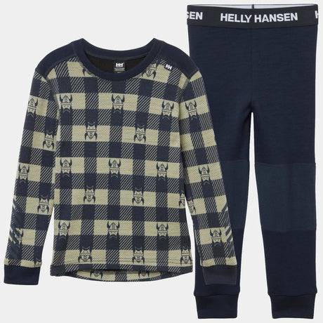 Helly Hansen Kids' Graphic LIFA® Merino Wool Base Layer Set Skiundertøj Børn - Navy AOP - Navy AOP