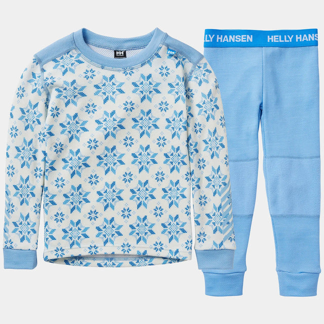 Helly Hansen Kids' Graphic LIFA® Merino Wool Base Layer Set Skiundertøj Børn - Bright Blue - Bright Blue