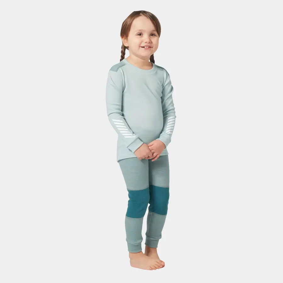 Helly Hansen Kids' LIFA® Merino Wool Base Layer Set Skiundertøj Børn - Green Mist -