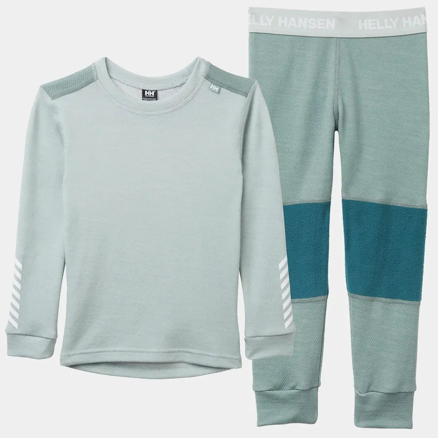 Helly Hansen Kids' LIFA® Merino Wool Base Layer Set Skiundertøj Børn - Green Mist - Green Mist